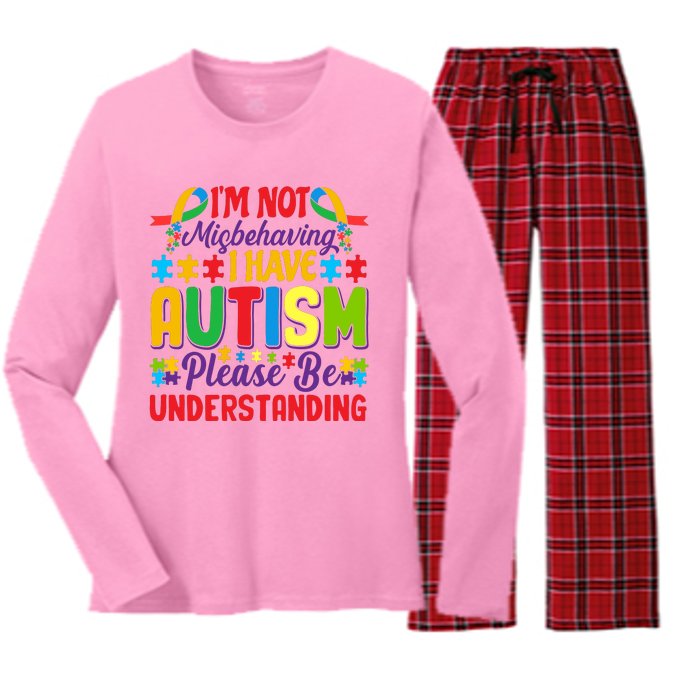 Motivational Autism Slogans Autism Awareness Autism Acceptance Disability Month Women's Long Sleeve Flannel Pajama Set 