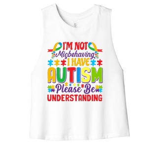 Motivational Autism Slogans Autism Awareness Autism Acceptance Disability Month Women's Racerback Cropped Tank