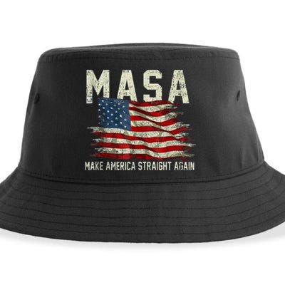 Make America Straight Again MASA US Distressed Flag Sustainable Bucket Hat