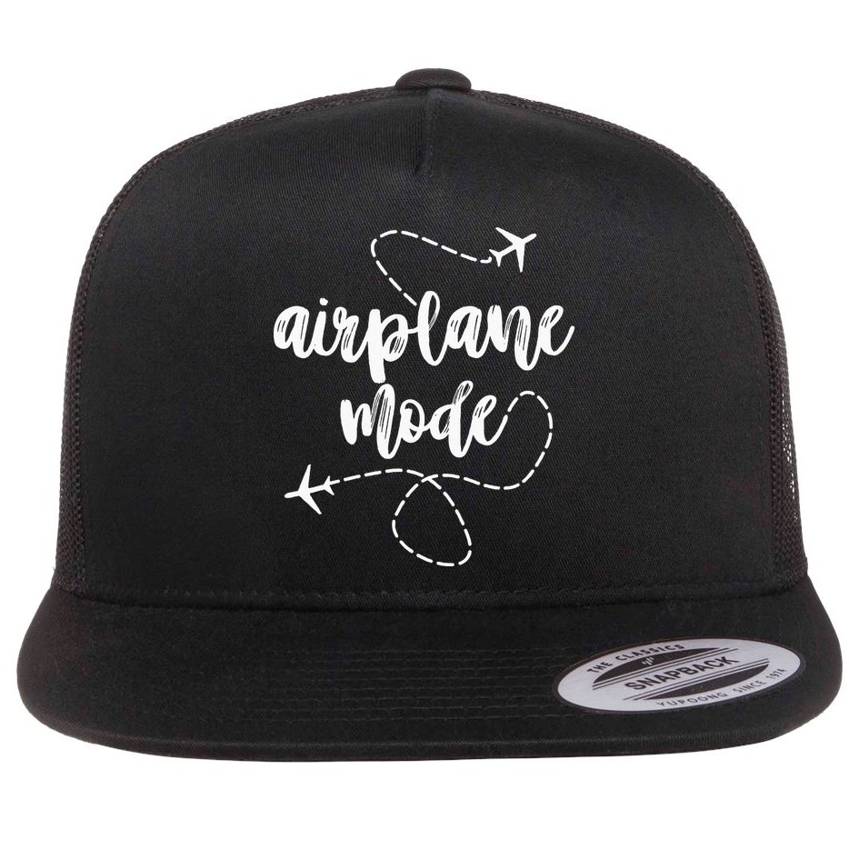 Mode Airplane Summer Vacation Travel Airplane Flat Bill Trucker Hat