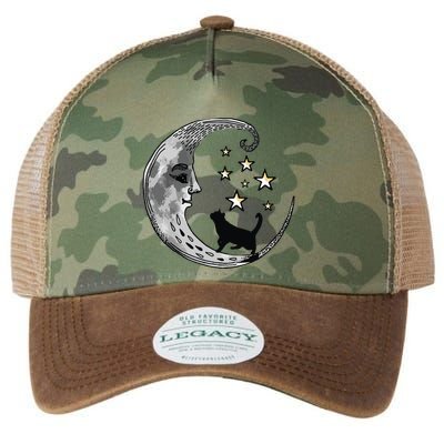 Moon And Stars With Black Cat Legacy Tie Dye Trucker Hat