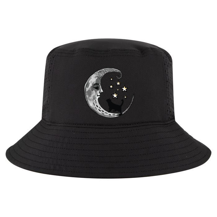 Moon And Stars With Black Cat Cool Comfort Performance Bucket Hat