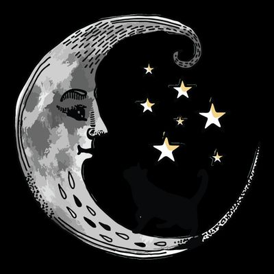 Moon And Stars With Black Cat T-Shirt