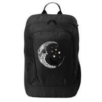 Moon And Stars With Black Cat City Backpack