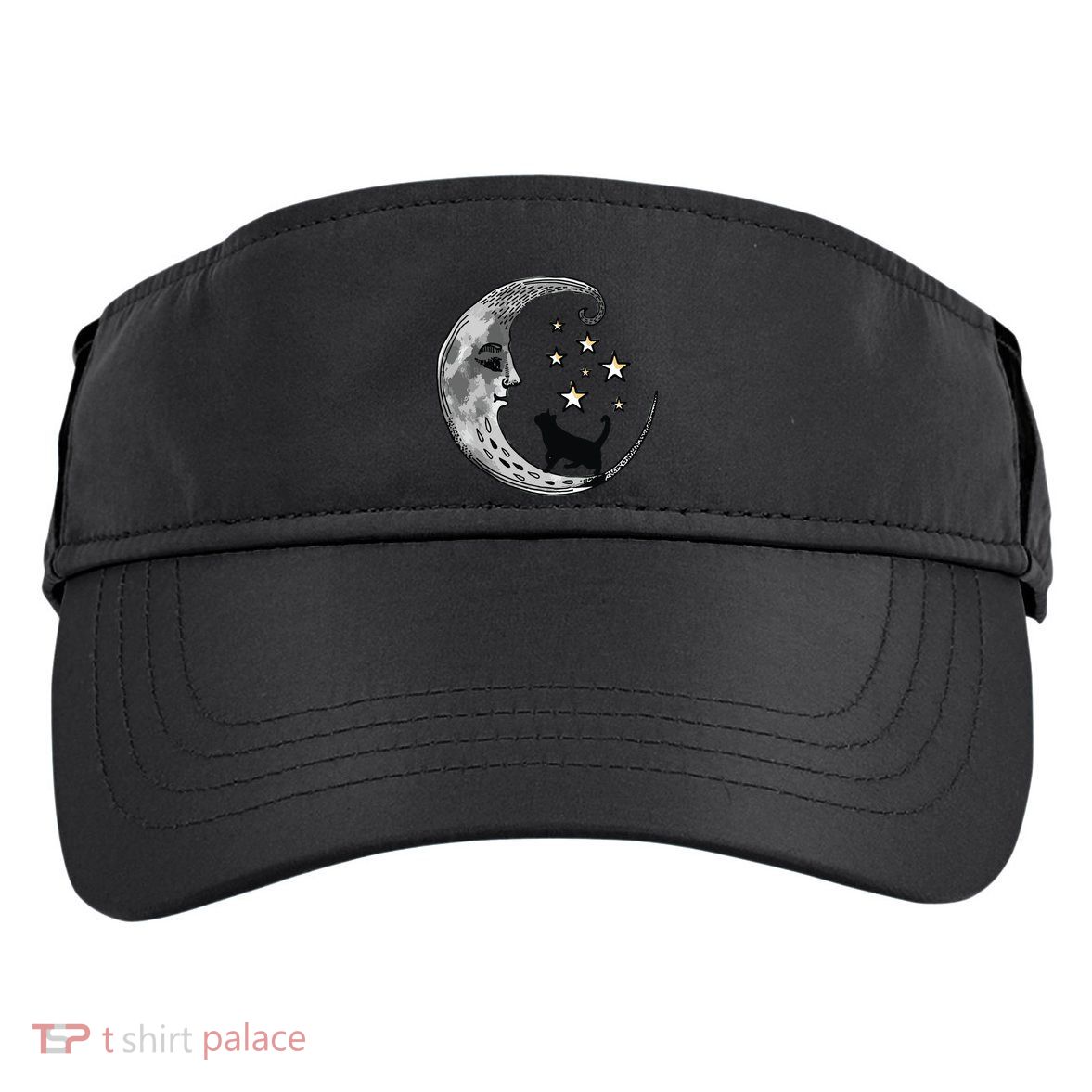 Moon And Stars With Black Cat Adult Drive Performance Visor