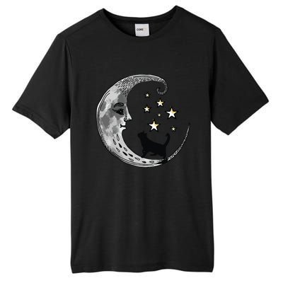 Moon And Stars With Black Cat Tall Fusion ChromaSoft Performance T-Shirt