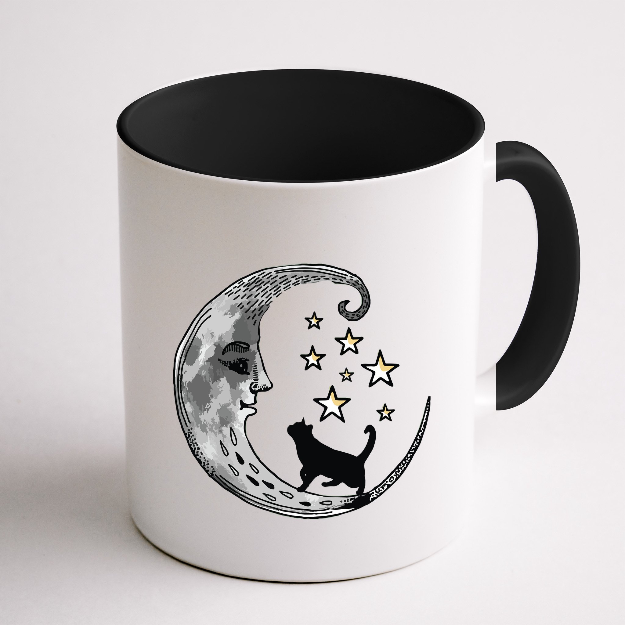 Moon And Stars With Black Cat Mug