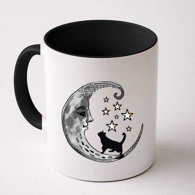 Moon And Stars With Black Cat Mug