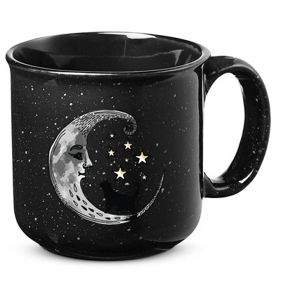 Moon And Stars With Black Cat 15oz Campfire Ceramic Mug