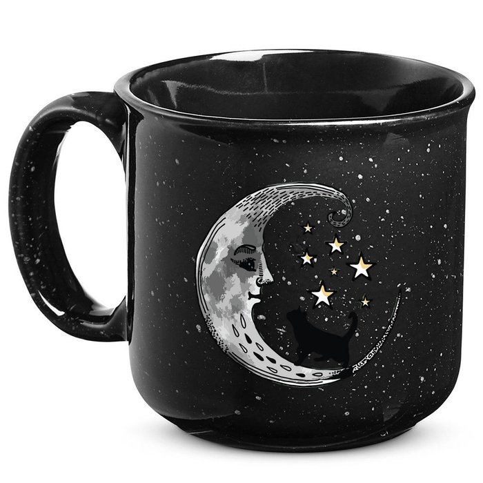 Moon And Stars With Black Cat 15oz Campfire Ceramic Mug