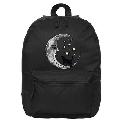 Moon And Stars With Black Cat 16 in Basic Backpack