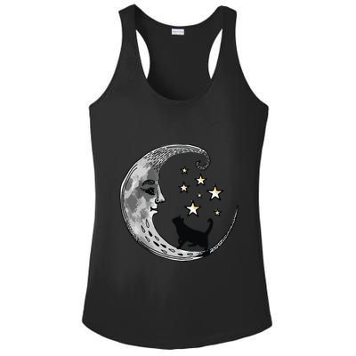 Moon And Stars With Black Cat Ladies PosiCharge Competitor Racerback Tank