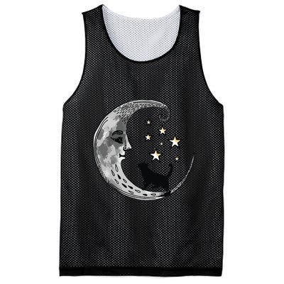 Moon And Stars With Black Cat Mesh Reversible Basketball Jersey Tank