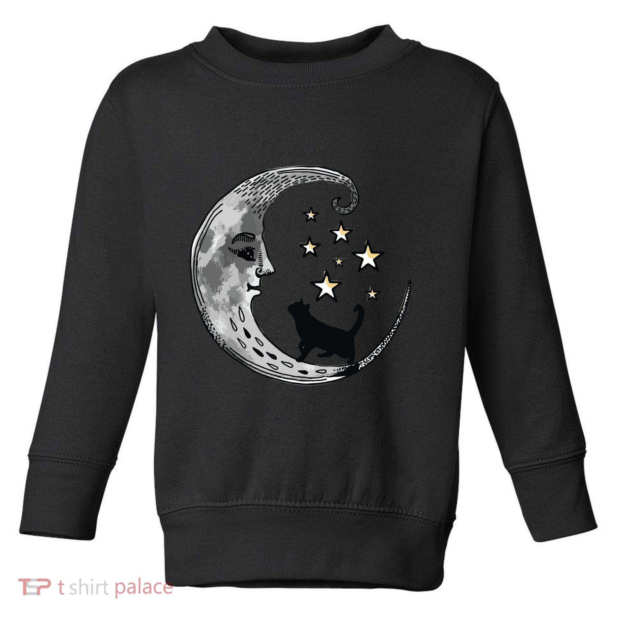 Moon And Stars With Black Cat Toddler Sweatshirt