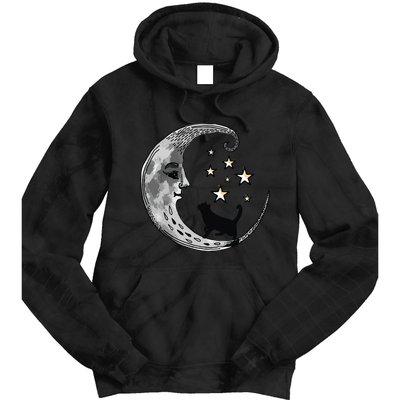 Moon And Stars With Black Cat Tie Dye Hoodie