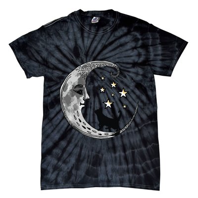 Moon And Stars With Black Cat Tie-Dye T-Shirt