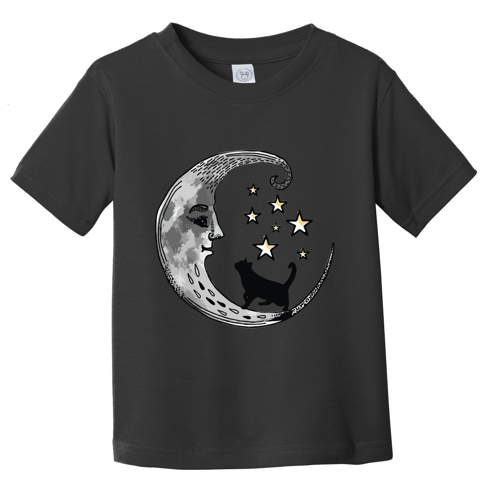 Moon And Stars With Black Cat Toddler T-Shirt