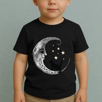 Moon And Stars With Black Cat Toddler T-Shirt