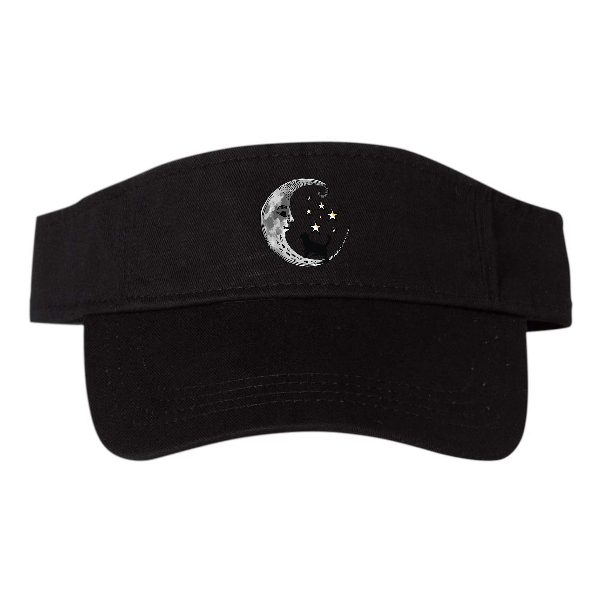 Moon And Stars With Black Cat Visor