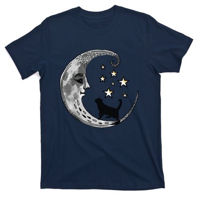 Moon And Stars With Black Cat T-Shirt