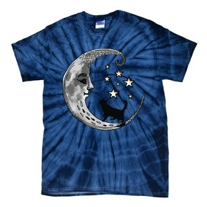 Moon And Stars With Black Cat Tie-Dye T-Shirt