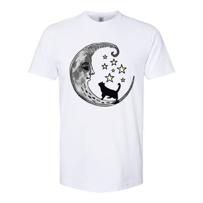 Moon And Stars With Black Cat Softstyle CVC T-Shirt