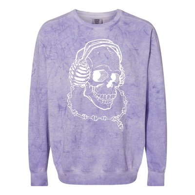 Music A Skull Wearing Headphones Colorblast Crewneck Sweatshirt