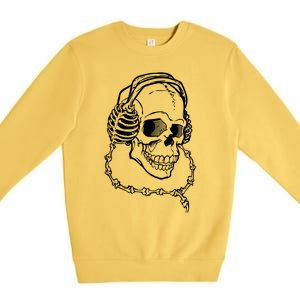 Music A Skull Wearing Headphones Premium Crewneck Sweatshirt