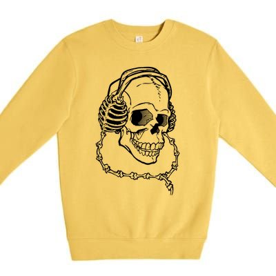 Music A Skull Wearing Headphones Premium Crewneck Sweatshirt