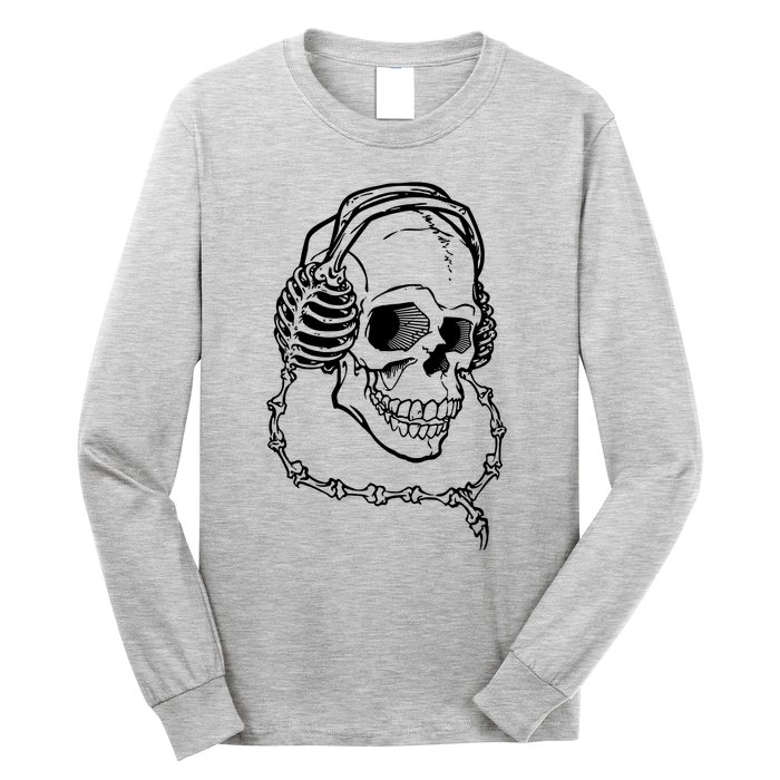 Music A Skull Wearing Headphones Long Sleeve Shirt