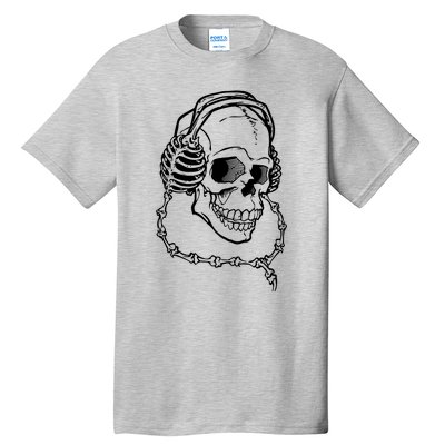 Music A Skull Wearing Headphones Tall T-Shirt