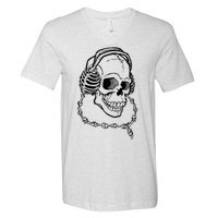 Music A Skull Wearing Headphones V-Neck T-Shirt