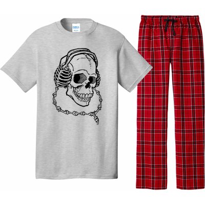 Music A Skull Wearing Headphones Pajama Set