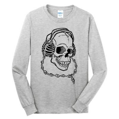 Music A Skull Wearing Headphones Tall Long Sleeve T-Shirt