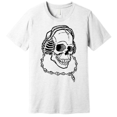 Music A Skull Wearing Headphones Premium T-Shirt