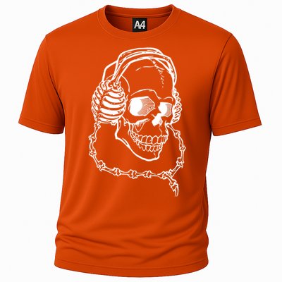 Music A Skull Wearing Headphones Cooling Performance Crew T-Shirt