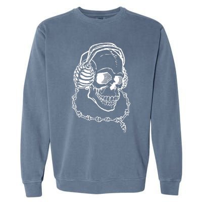 Music A Skull Wearing Headphones Garment-Dyed Sweatshirt