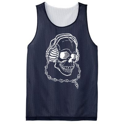 Music A Skull Wearing Headphones Mesh Reversible Basketball Jersey Tank