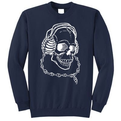 Music A Skull Wearing Headphones Tall Sweatshirt