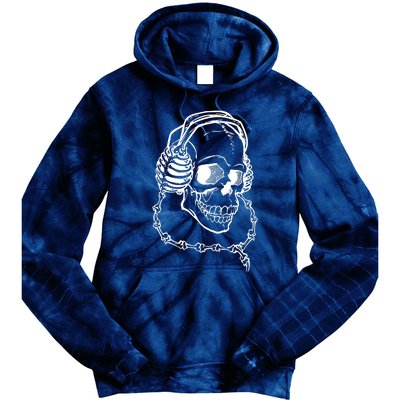 Music A Skull Wearing Headphones Tie Dye Hoodie