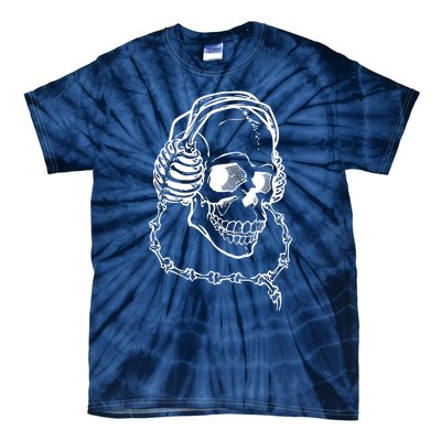 Music A Skull Wearing Headphones Tie-Dye T-Shirt