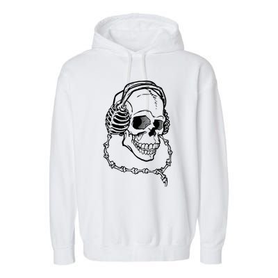 Music A Skull Wearing Headphones Garment-Dyed Fleece Hoodie