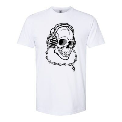 Music A Skull Wearing Headphones Softstyle CVC T-Shirt