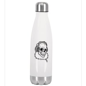 Music A Skull Wearing Headphones Stainless Steel Insulated Water Bottle