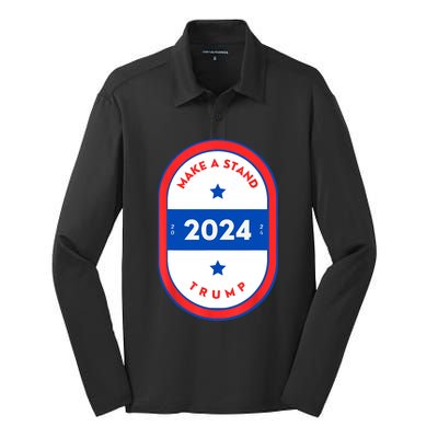 Make A Stand 2024 Trump Silk Touch Performance Long Sleeve Polo