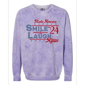 Make America Smile And Laugh Again 2024 Colorblast Crewneck Sweatshirt