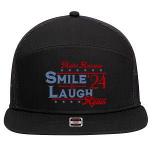 Make America Smile And Laugh Again 2024 7 Panel Mesh Trucker Snapback Hat