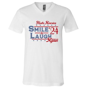 Make America Smile And Laugh Again 2024 V-Neck T-Shirt