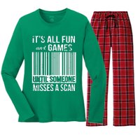 Misses A Scan Postal Worker Women's Long Sleeve Flannel Pajama Set 