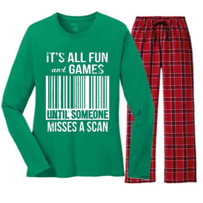 Misses A Scan Postal Worker Women's Long Sleeve Flannel Pajama Set 